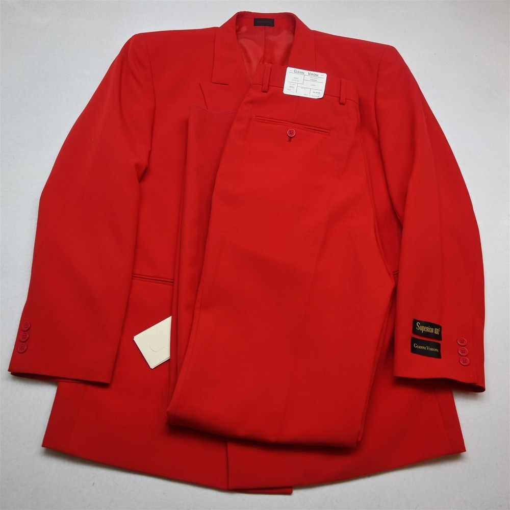 NEW Gianni Vironi 44L 32x38 Red Mens Jacket Pants‎ Suit